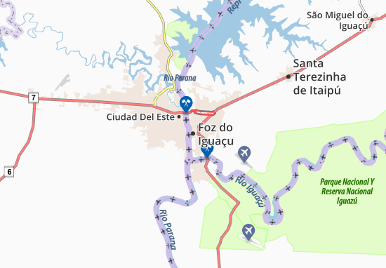 Como chegar em Foz do Iguaçu - mapa da região de Foz - como chegar em Foz do Iguaçu