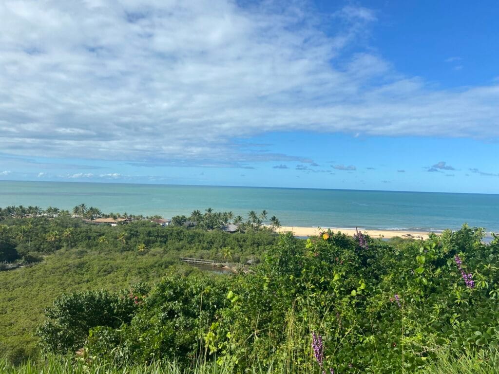 Vista da Praia dos Nativos pelo Quadrado de Trancoso. Uma vista maravilhosa dessa praia linda.