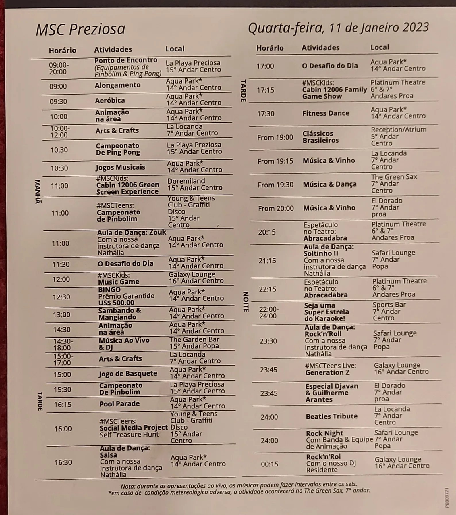 Como funciona o lazer e entretenimento da viagem de navio.